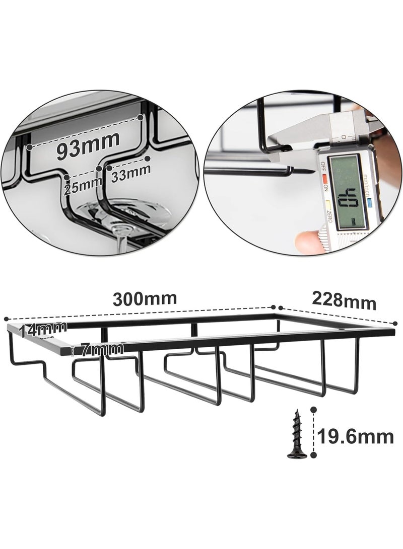 2 Pack Hanging Wine Glass Racks,3 Rows Glass Holders for bar,Hanging Glass Rack,Metal Bar Glass Holder,Stemware Racks,Wine Glass Holder Under Cabinet,Glass Rack Hanging - Image 3